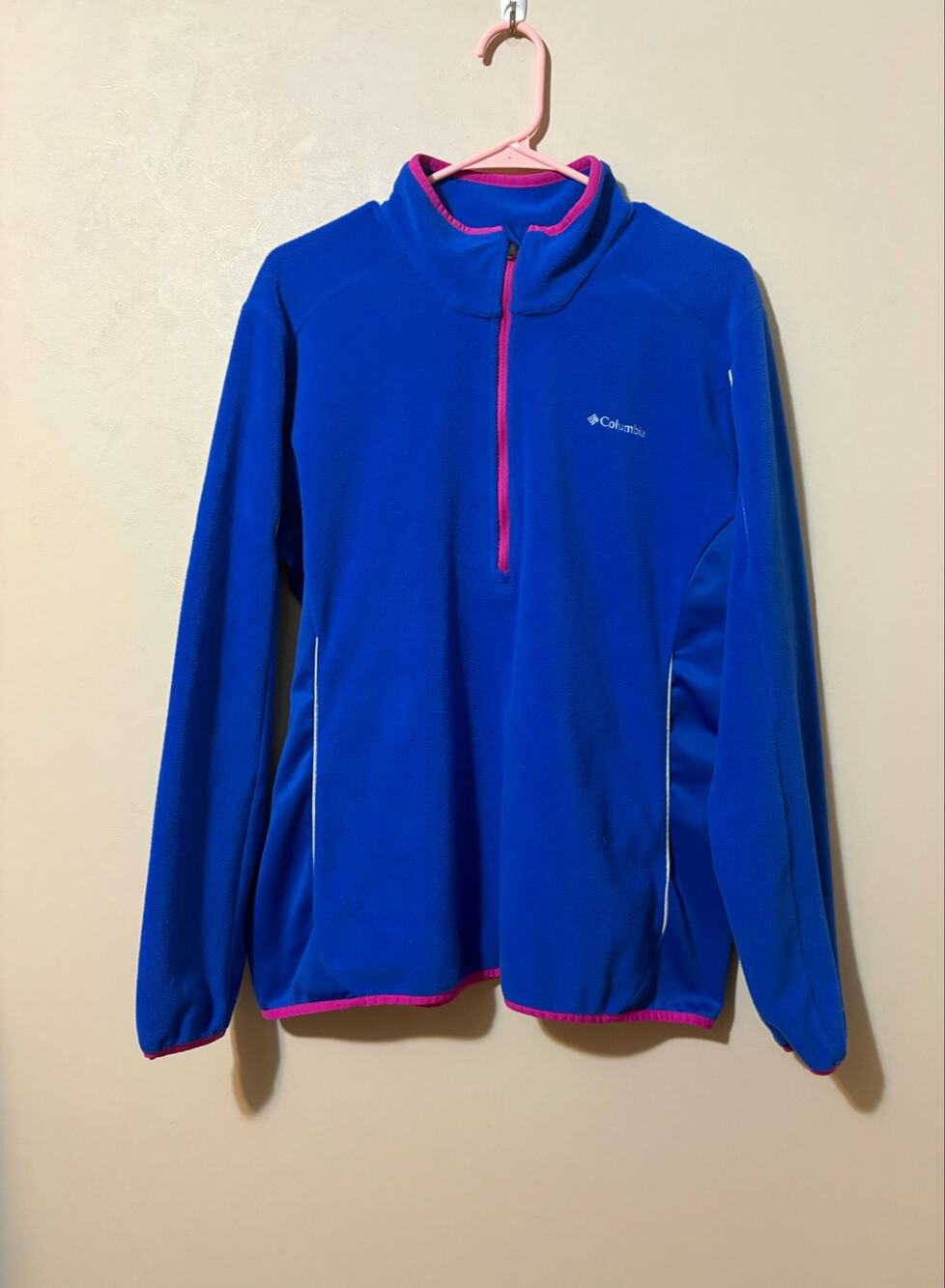 Columbia half zip woman’s pullover jacket size XL blue pink